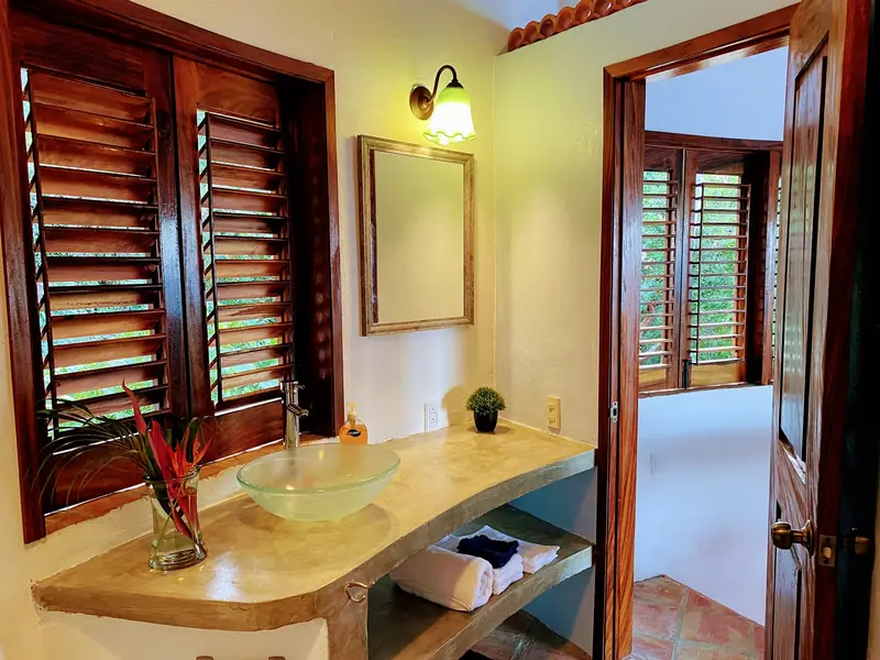 Bathroom vanity and shutters, Casa Gratitud, Yelapa