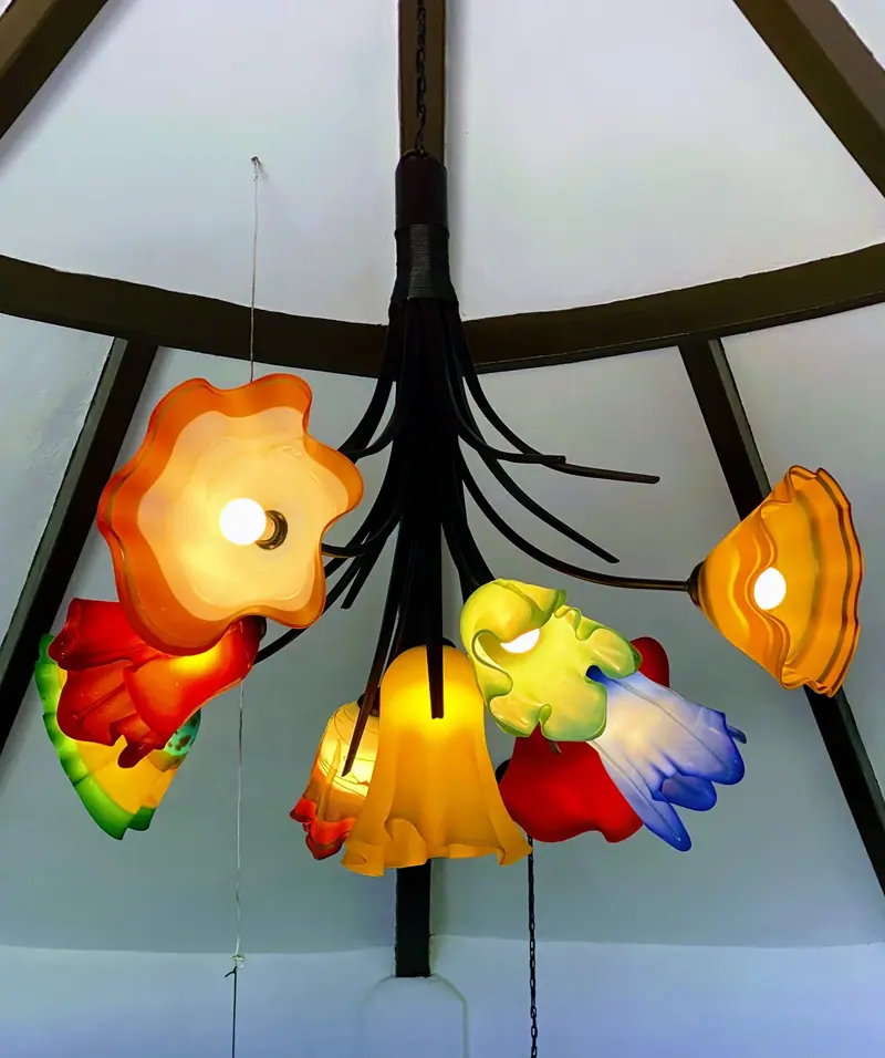 Glass flower chandelier, Casa Gratitud, Yelapa