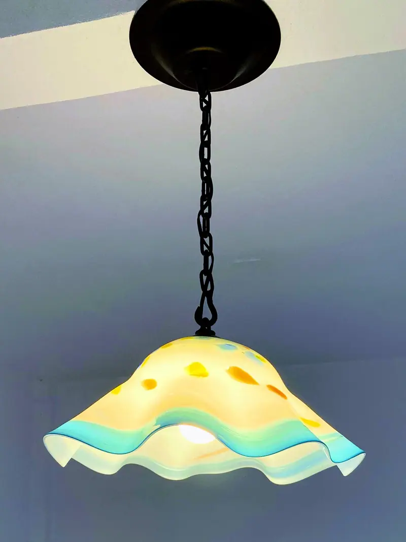 Hand-blown glass pendant, Casa Gratitud, Yelapa