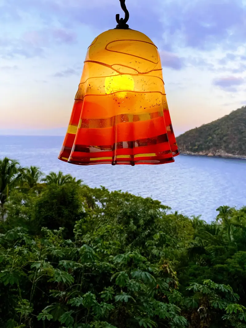 Glass lamp over the view, Casa Gratitud, Yelapa