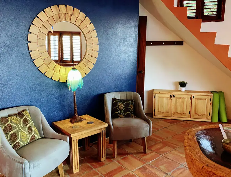 Reading chairs by the stairs, Casa Gratitud, Yelapa