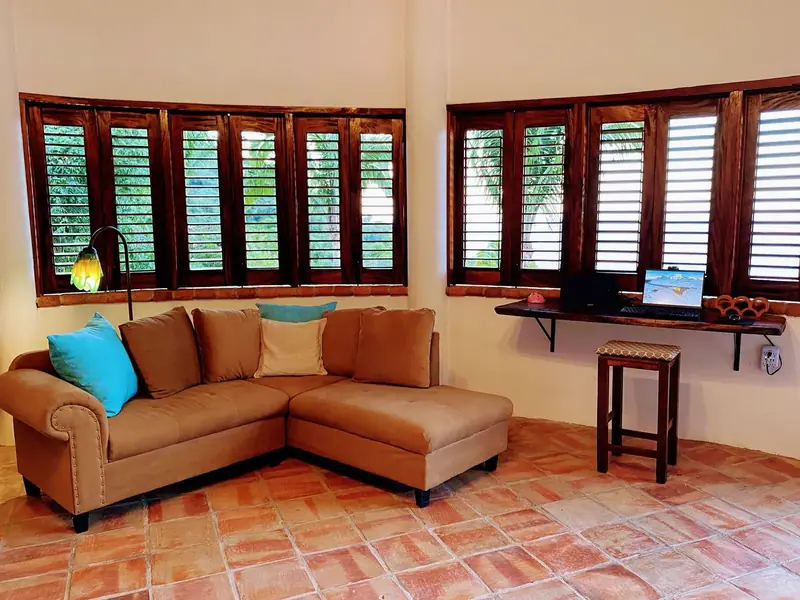Upstairs lounge with shutters