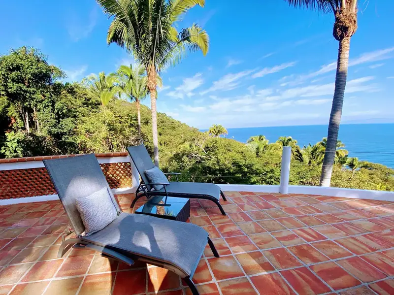 Sun chairs on the top terrace
