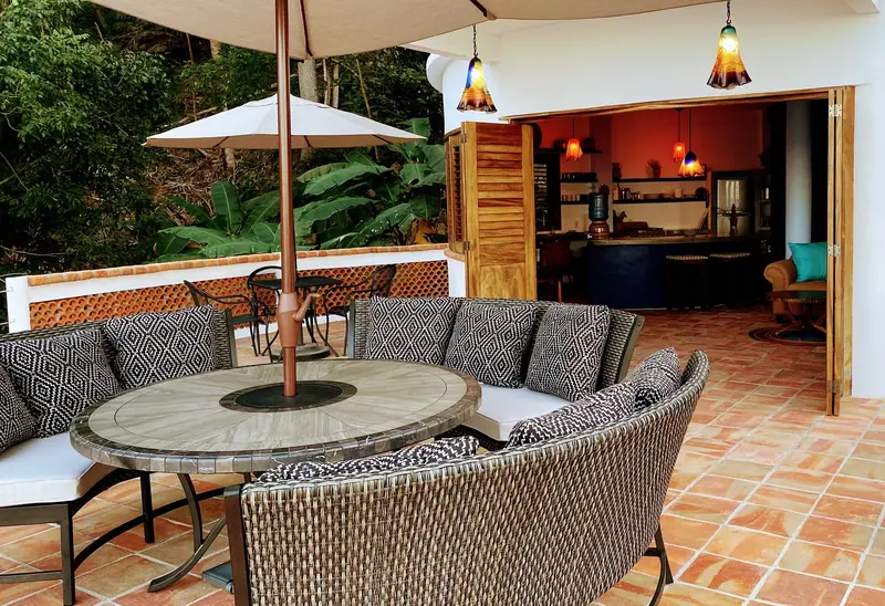 Terrace table outside the kitchen, Casa Gratitud, Yelapa