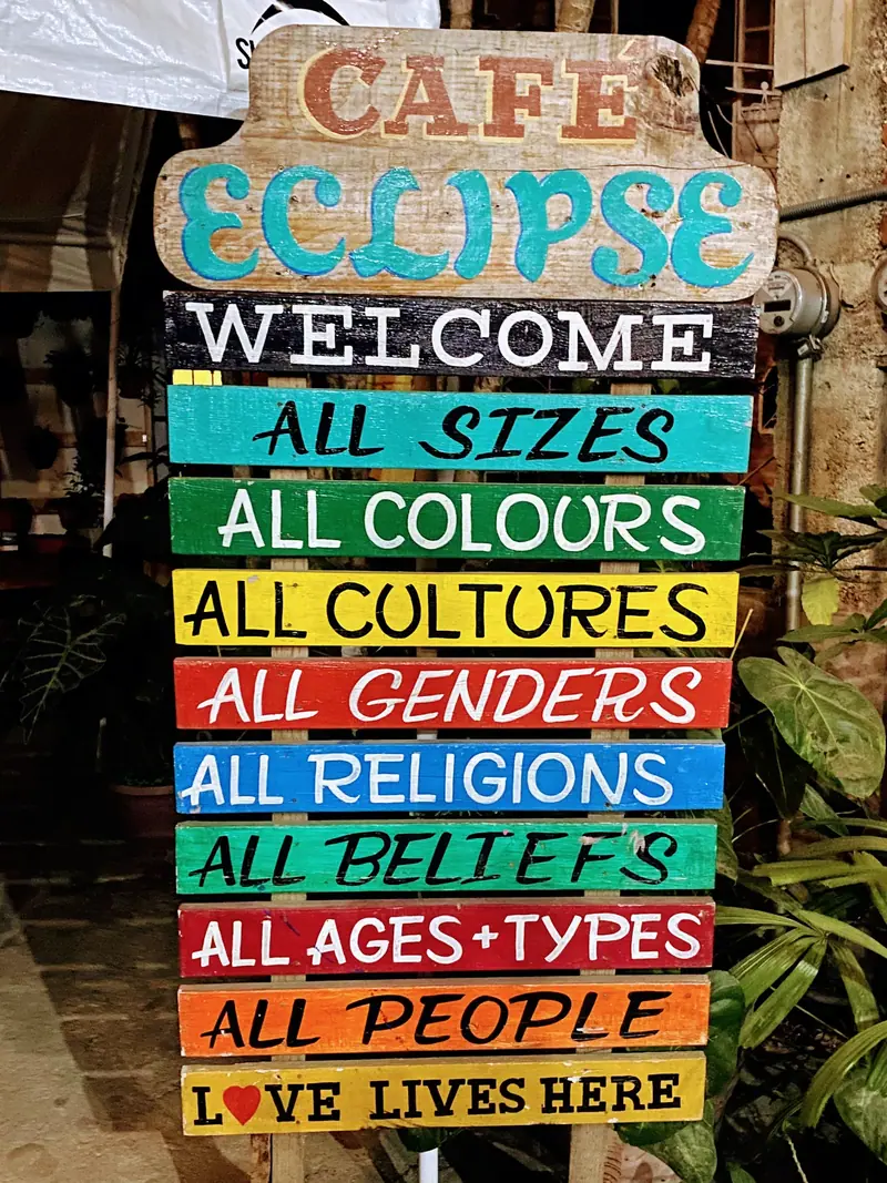 Welcome sign at a Yelapa cafe